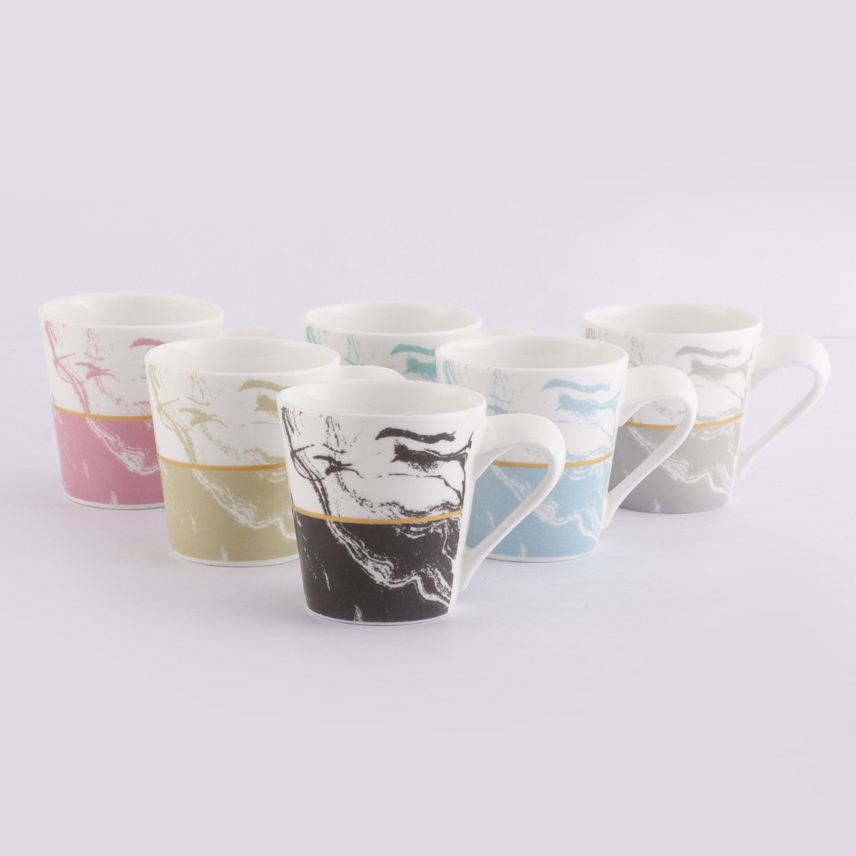 Multi Color Marble Mugs (Set of 6)