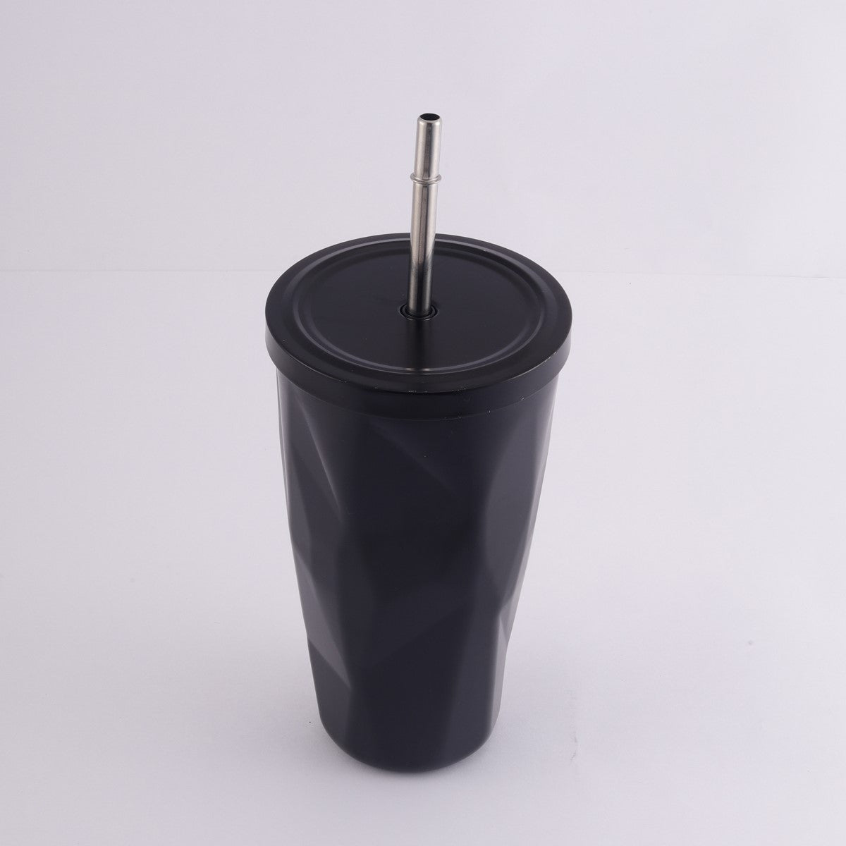Diamond Cut Stainless Steel Tumbler with Straw