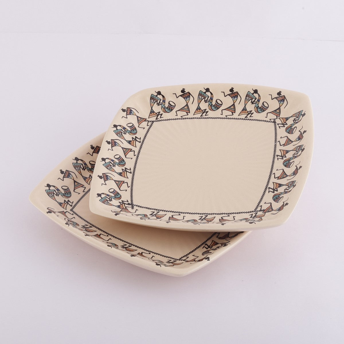 Tribal Art Square Dinner Plate (Set of 2)