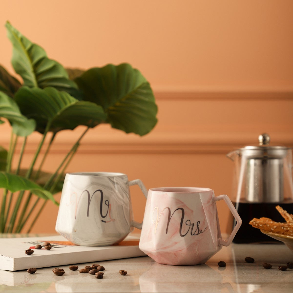 Marble Mr & Mrs Couple Mugs (Set of 2)