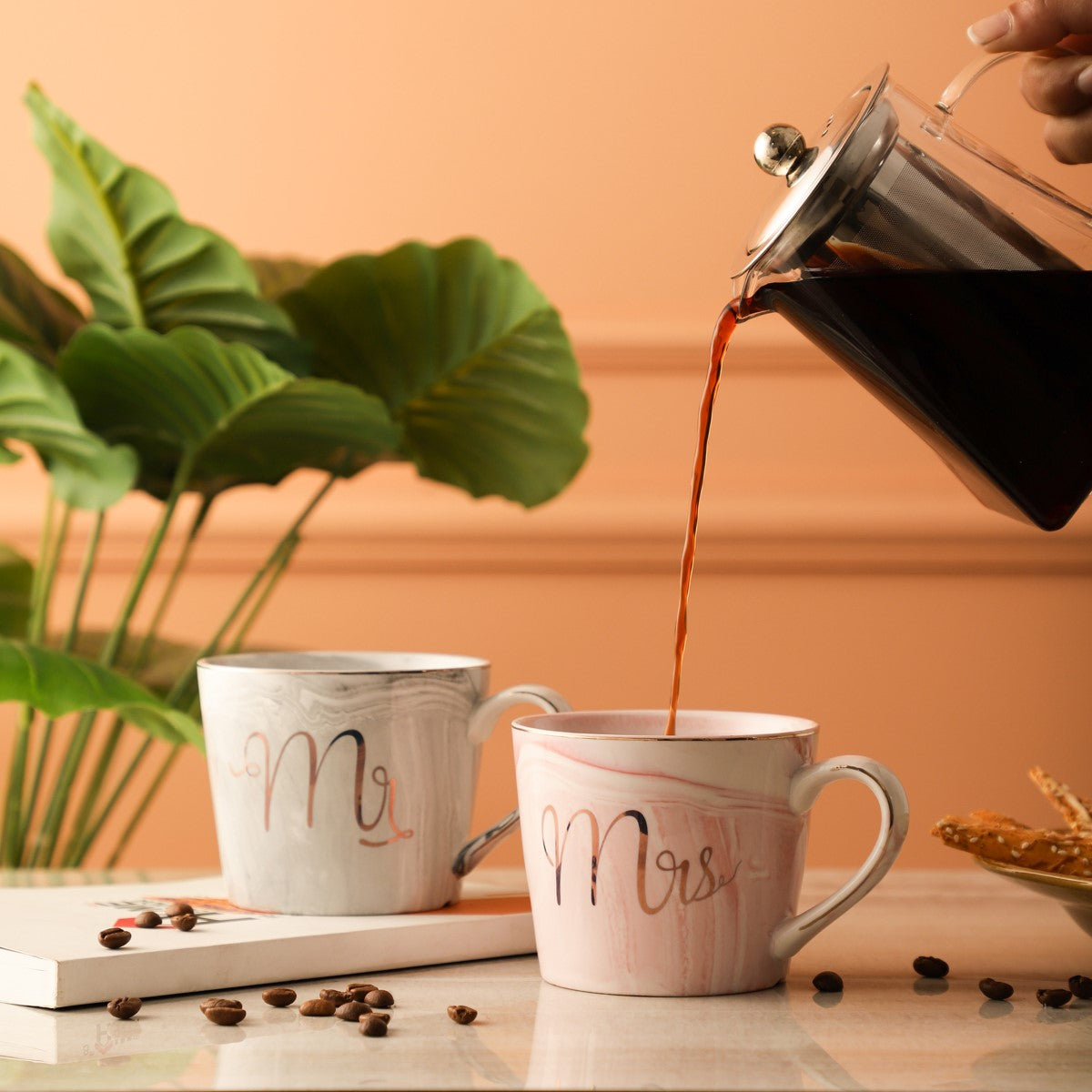 Mr & Mrs Grey & Pink Mugs (Set of 2)