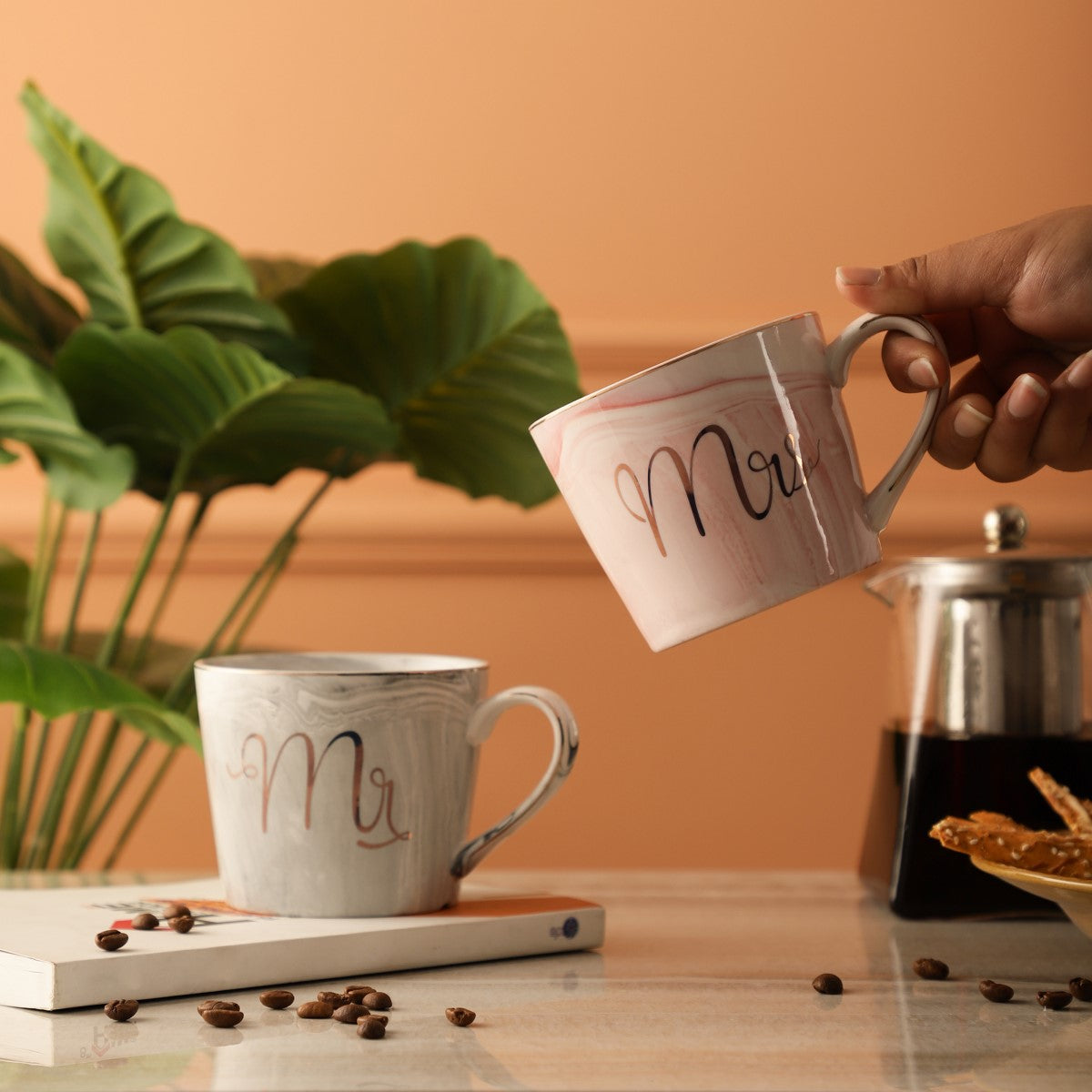 Mr & Mrs Grey & Pink Mugs (Set of 2)