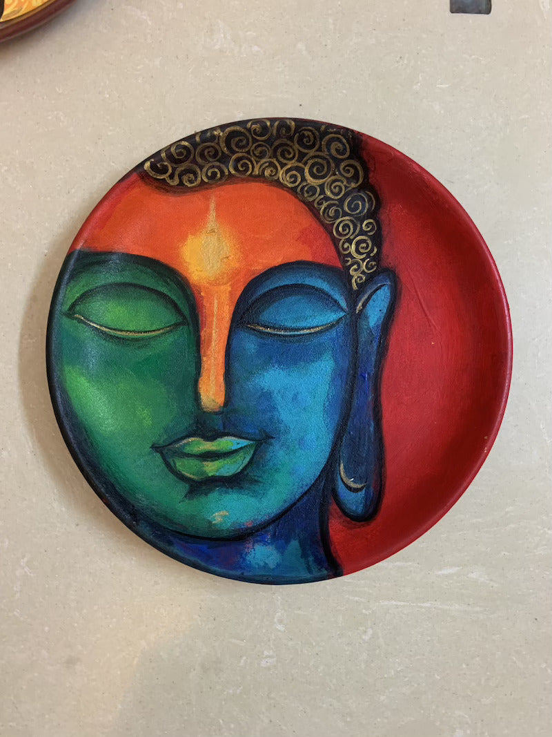 Multicolored Buddha Portrait Wall Plate (8”-10”-12”)