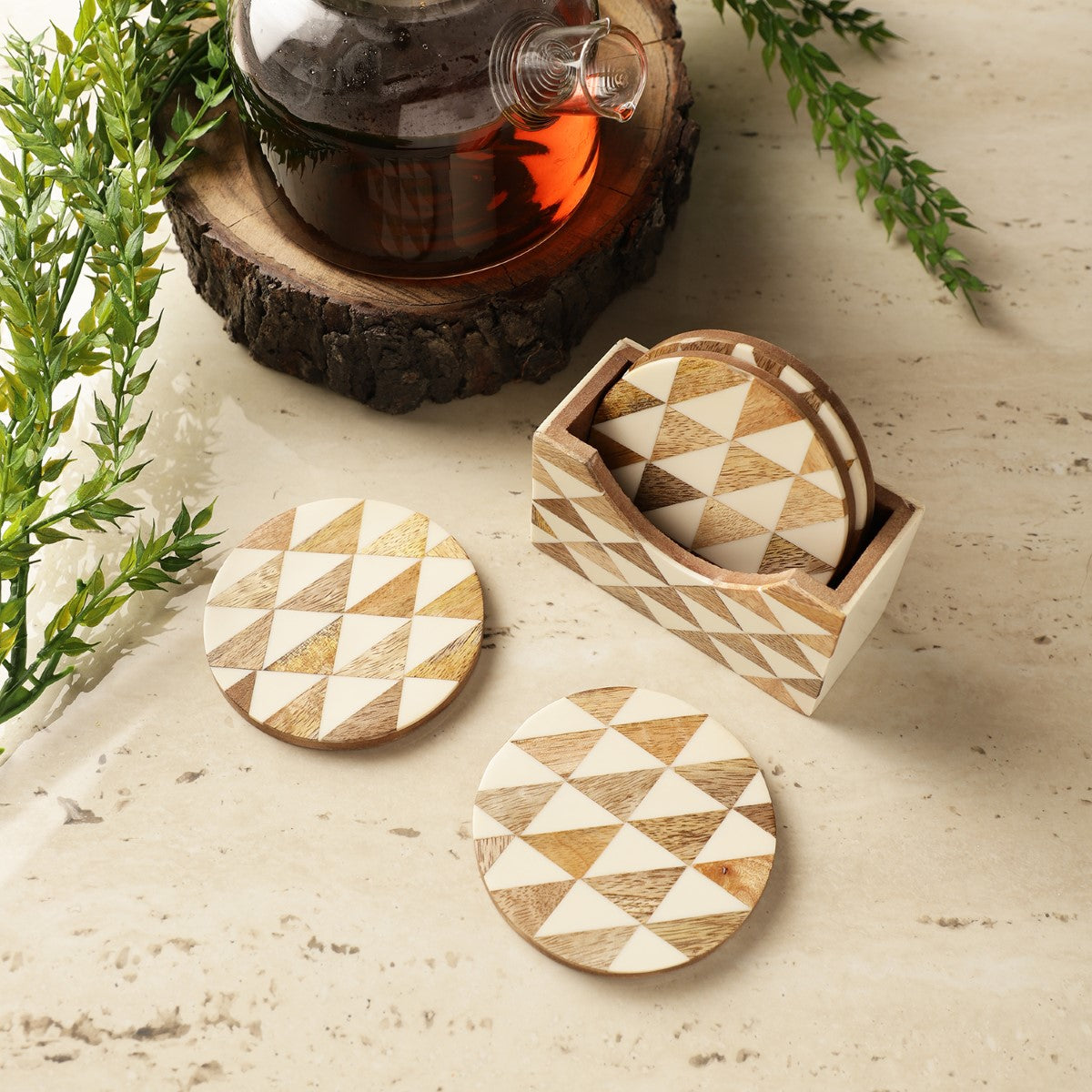 Wooden Trine Coaster- Set Of 4