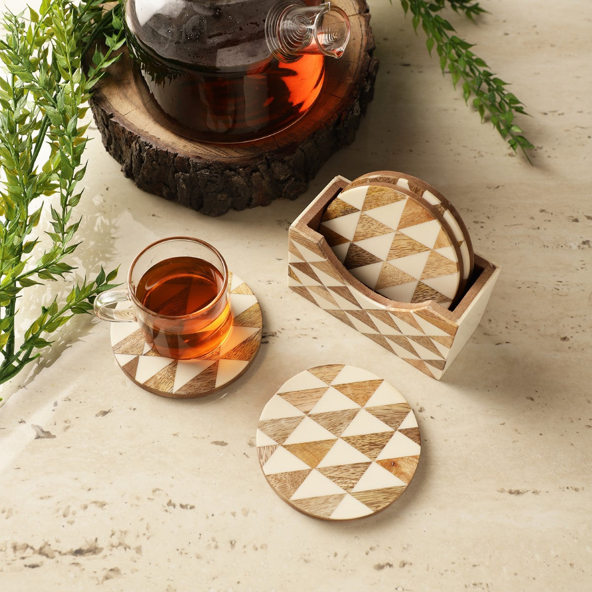 Wooden Trine Coaster- Set Of 4
