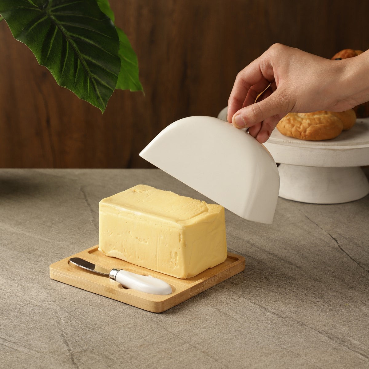 Nordic Style Butter Box with Cover, Base & Knife
