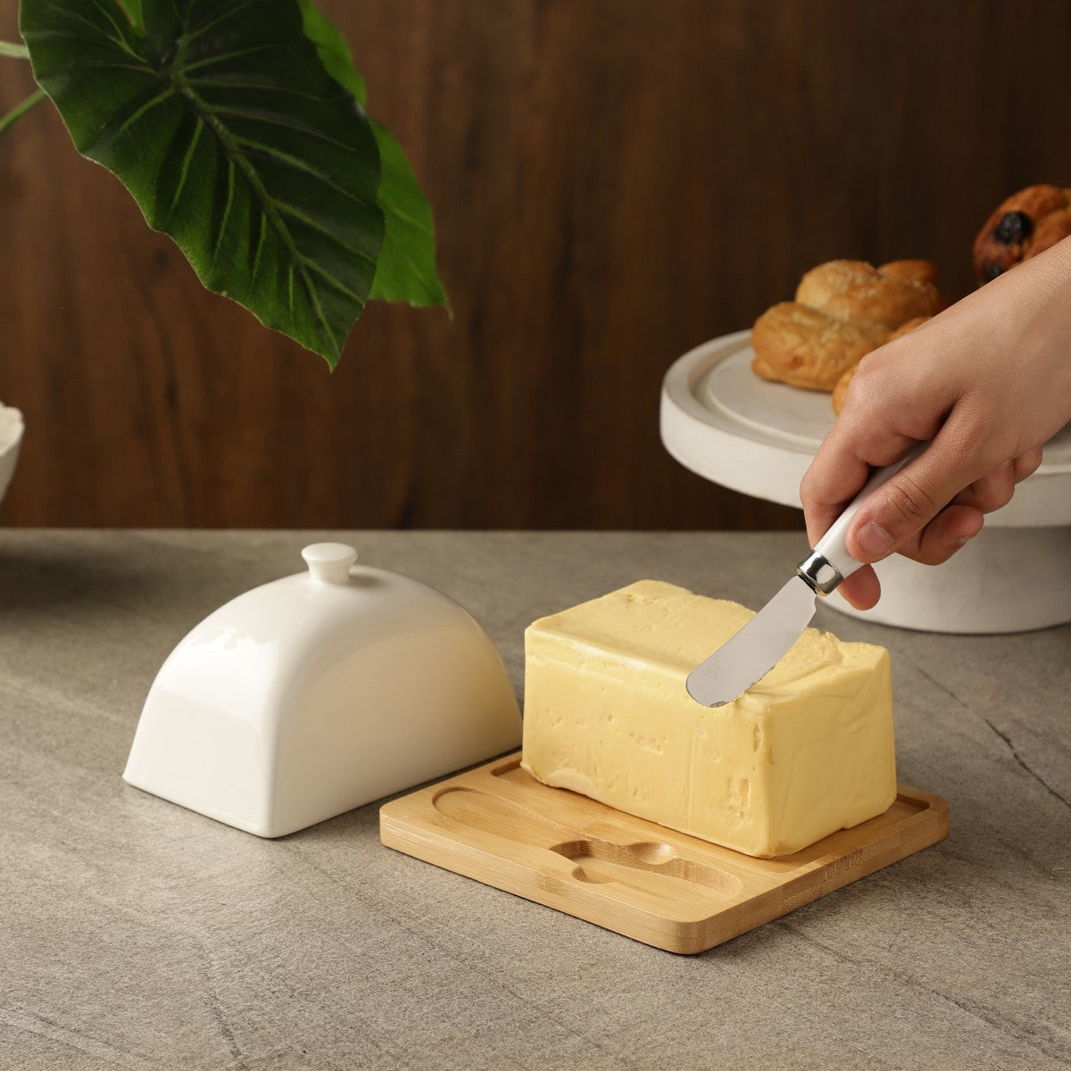 Nordic Style Butter Box with Cover, Base & Knife