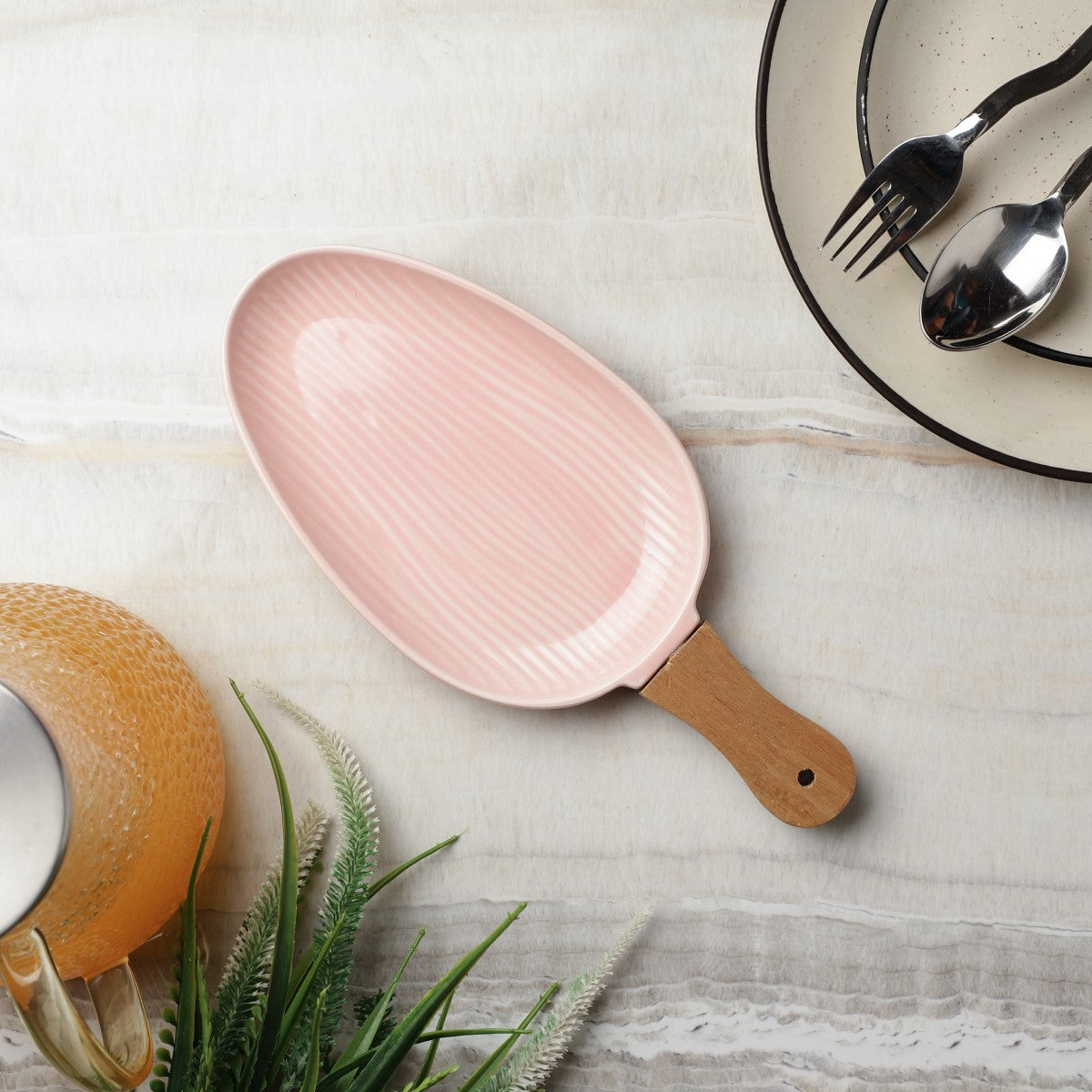 Shovel Ceramic Serving Platter with Handle