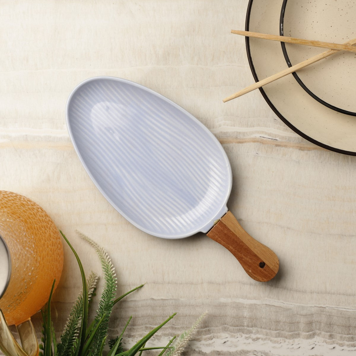 Shovel Ceramic Serving Platter with Handle
