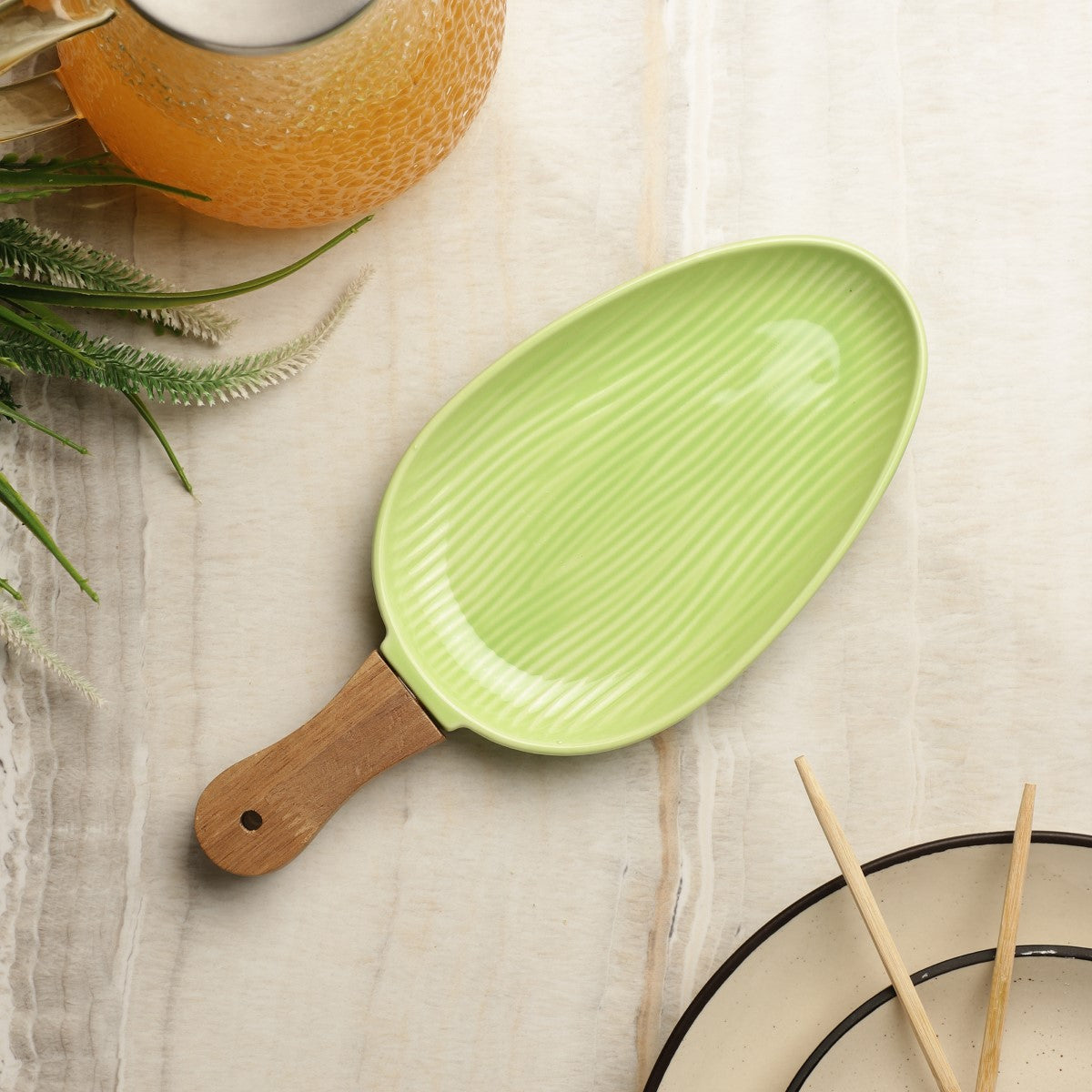 Shovel Ceramic Serving Platter with Handle