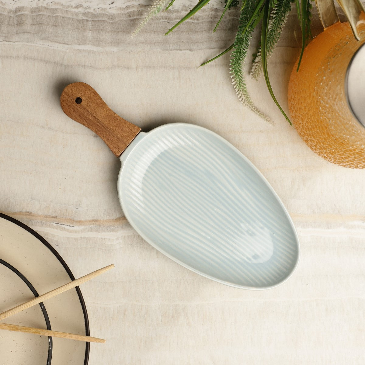 Shovel Ceramic Serving Platter with Handle