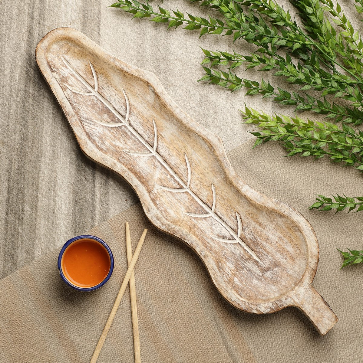 Leaf Shaped Wooden Serving Platter