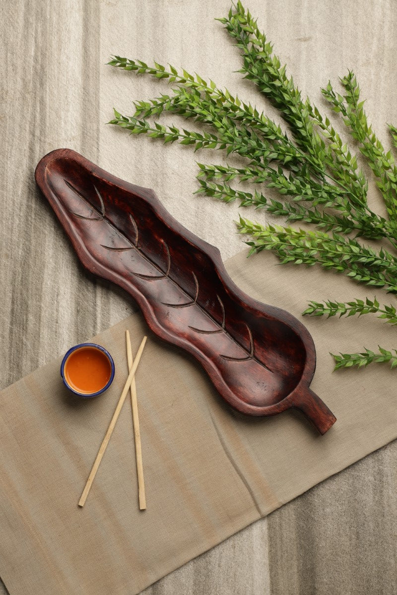 Leaf Shaped Wooden Serving Platter