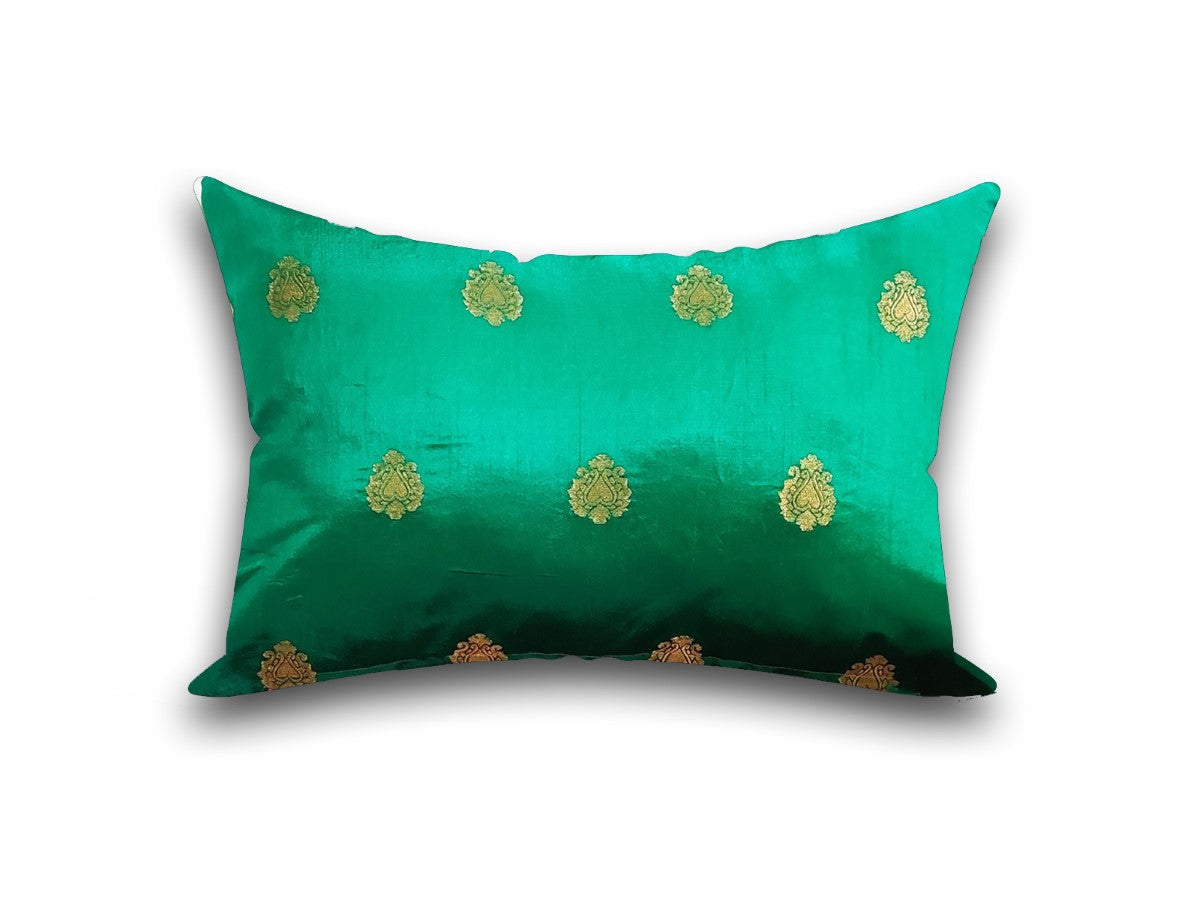 Teal Green & Gold Paisley Cushion Cover