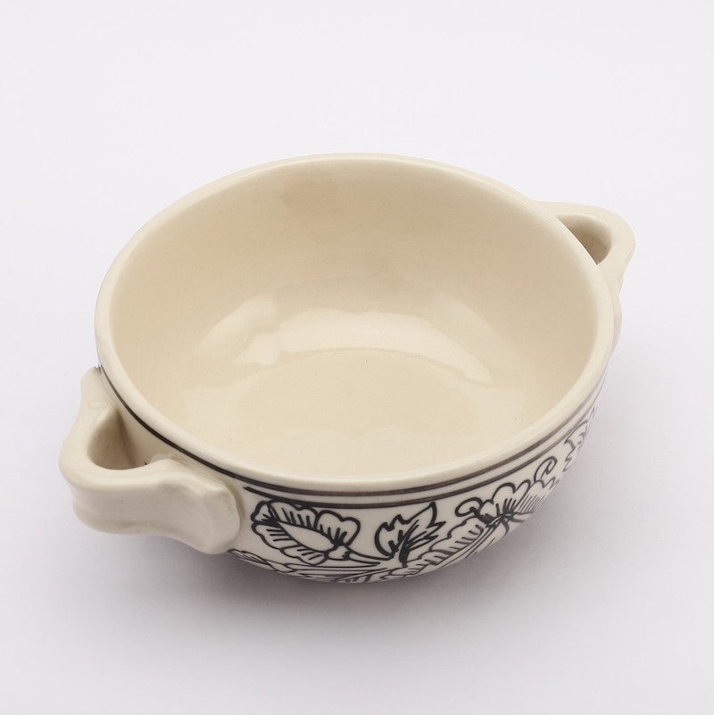 White Leaf Printed Ceramic Multipurpose Bowl