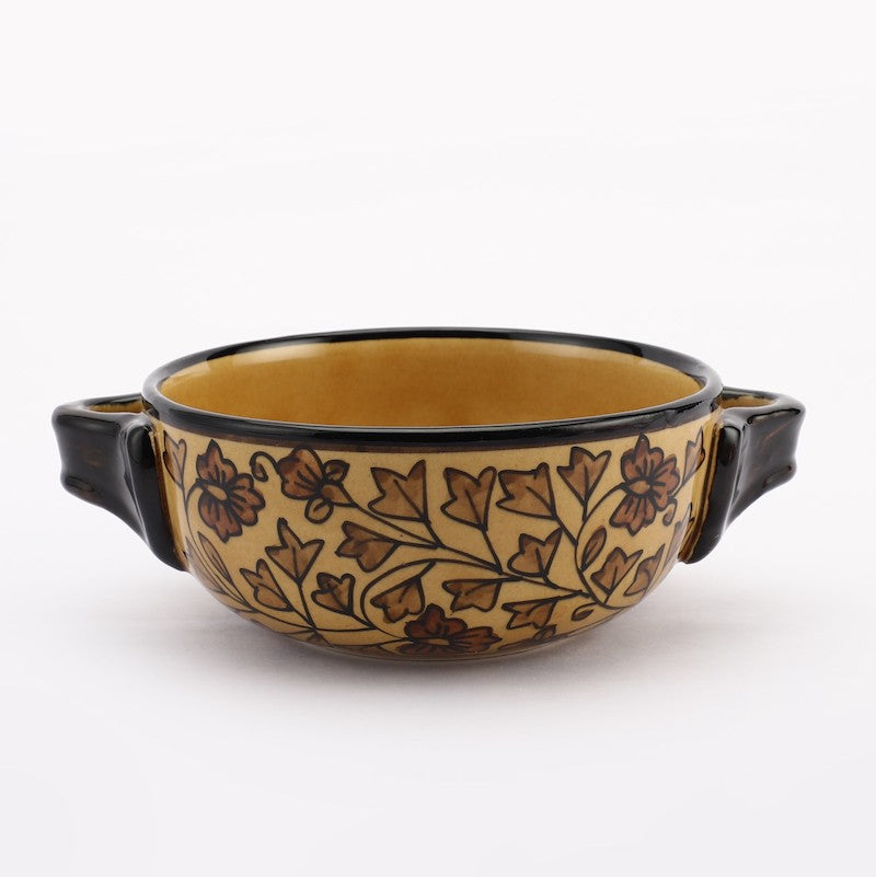 Yellow & Black Hand Painted Ceramic Bowl