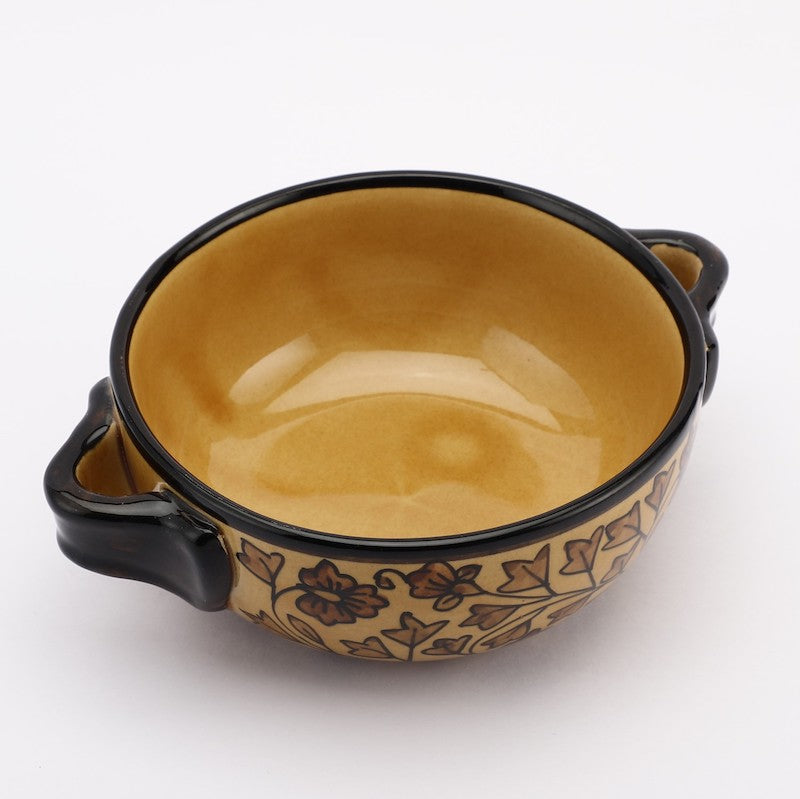 Yellow & Black Hand Painted Ceramic Bowl