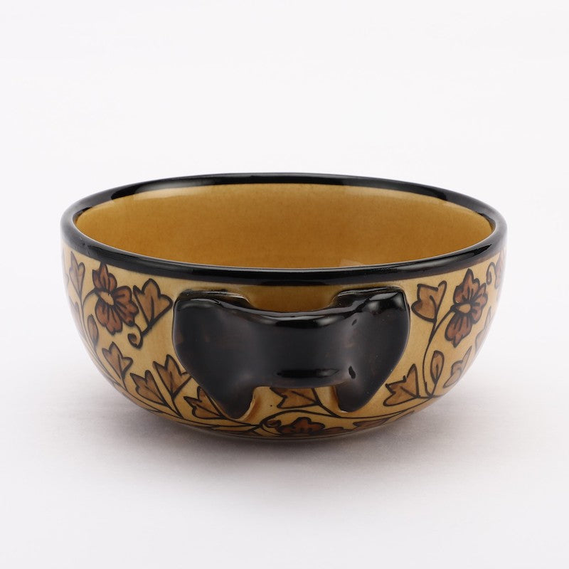 Yellow & Black Hand Painted Ceramic Bowl