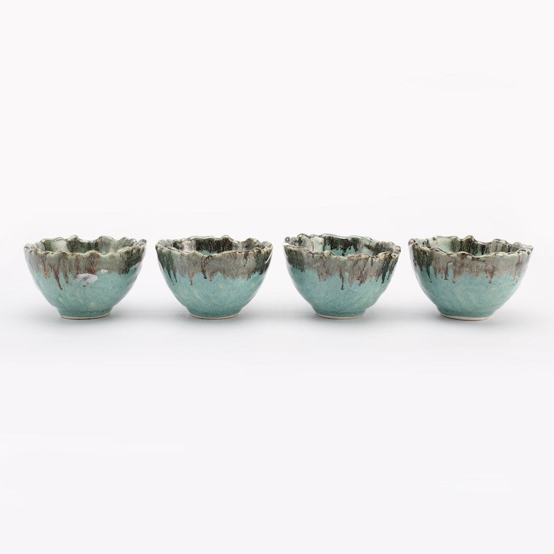 Small Blue & Green Curry Bowls (Set of 4)