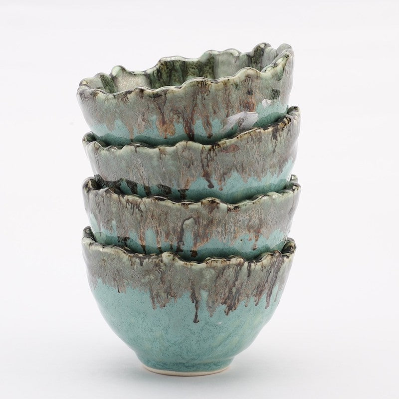Small Blue & Green Curry Bowls (Set of 4)