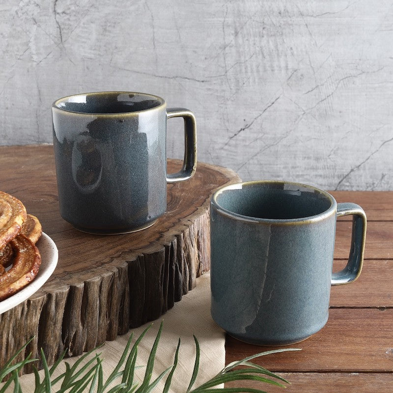 Metallic Blue Royal Coffee Mugs (Set of 2)