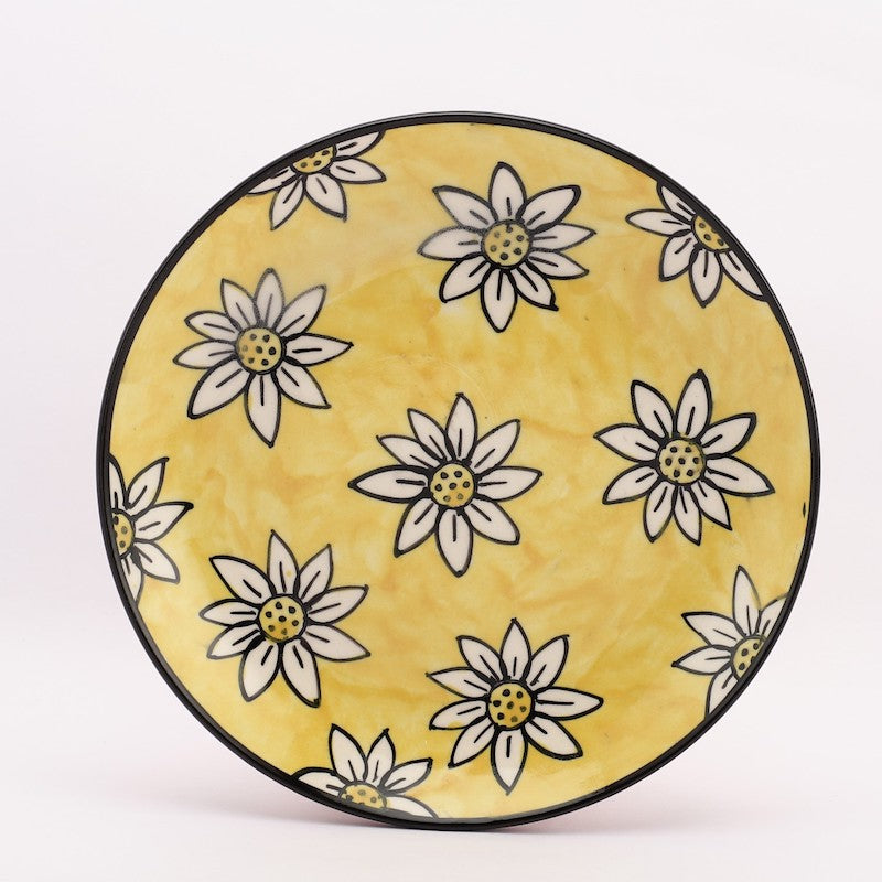 Yellow Flower Printed Quarter Plates (Set of 4)