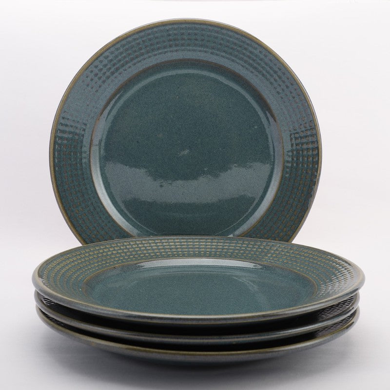 Bottle Green Ceramic Handmade Quarter Plates (Set of 4)