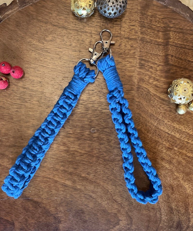 Blue Cotton Key Chain with Lobster Clasp Bronze Collection