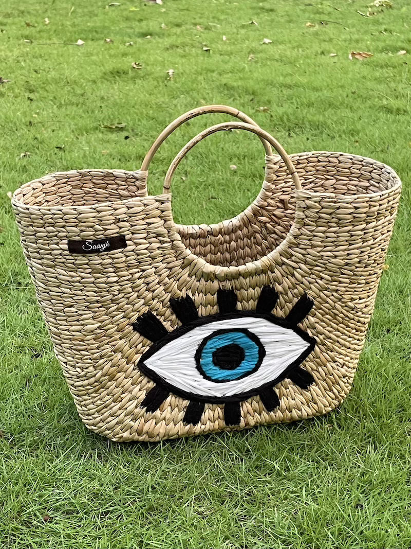 Kauna Modish Beach Bag with Evil Eye Embroidery