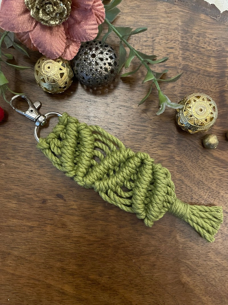 Green Cotton Key Chain with Lobster Clasp