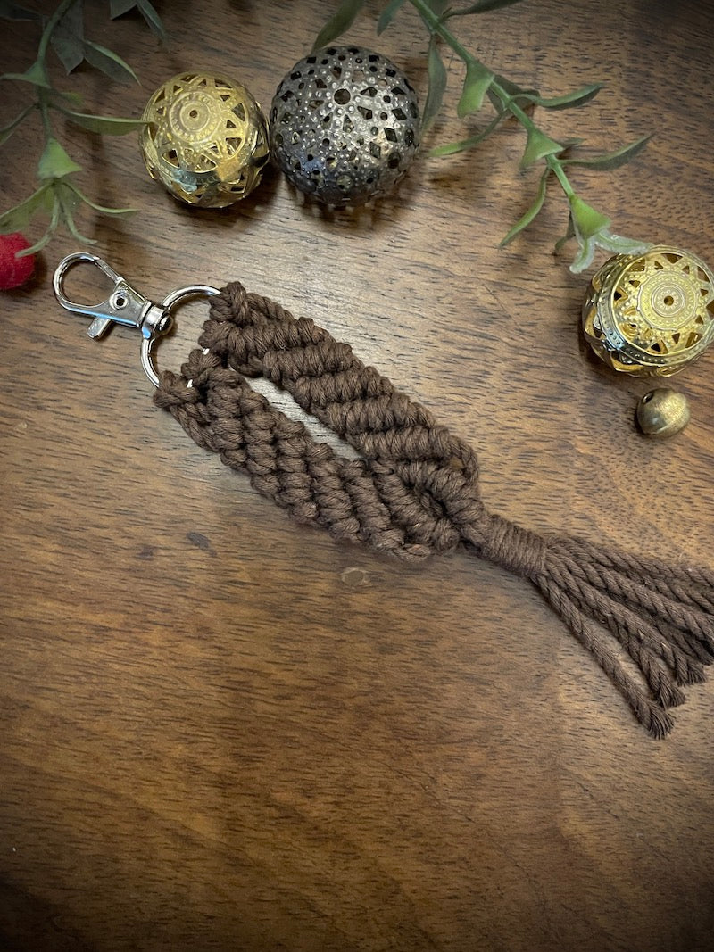 Brown Cotton Key Chain with Lobster Clasp