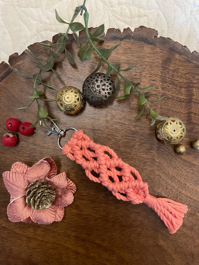 Pink Cotton Key Chain with Lobster Clasp