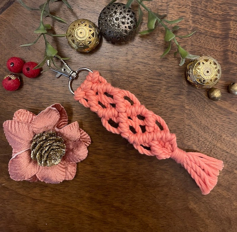 Pink Cotton Key Chain with Lobster Clasp