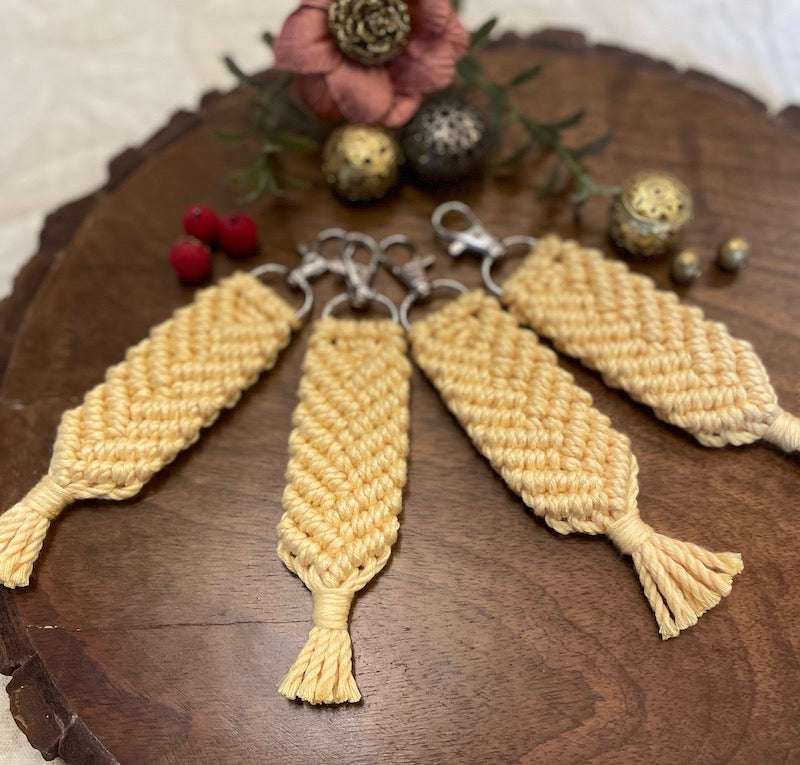 Yellow Cotton Key Chain with Lobster Clasp