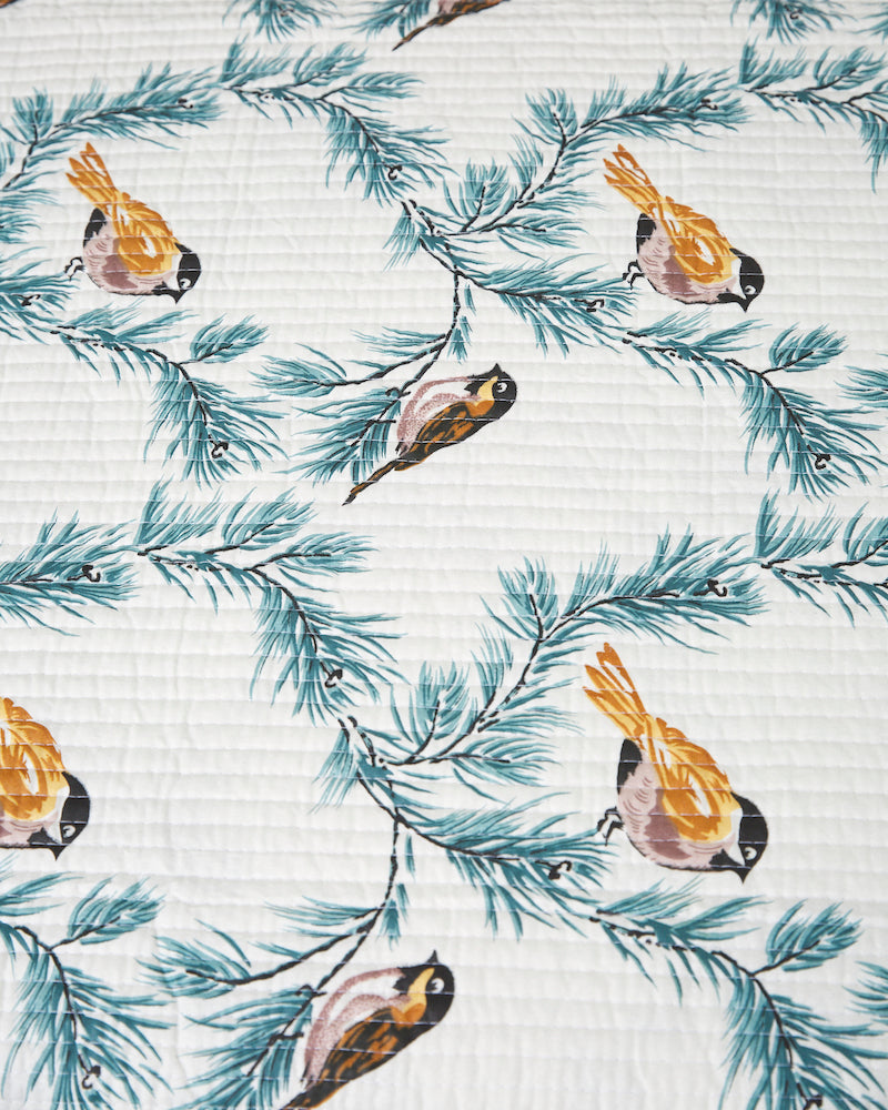 Bird Theme Reversible Quilted Bedcover with Pillow covers (90X108)