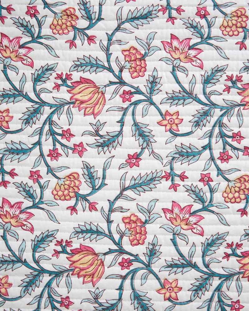 Floral Reversible Quilted Double Bedcover (Queen Size)
