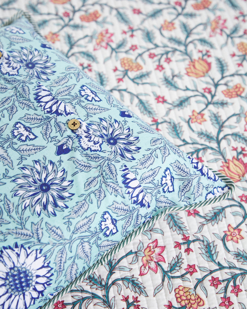 Floral Reversible Quilted Double Bedcover (Queen Size)