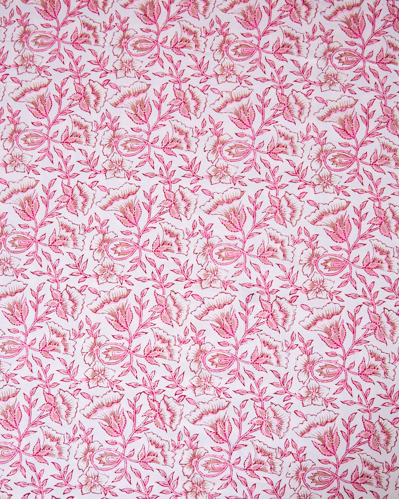 Blush Pink Handblock Printed King Bedsheets with Pillow Covers (108" X 108")