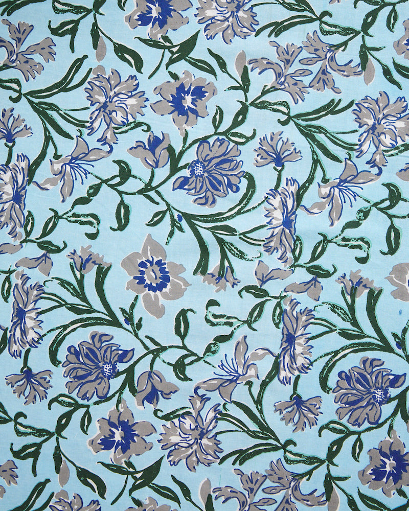Blue Handblock Print Bedsheet with Pillow Covers (108" X 108")