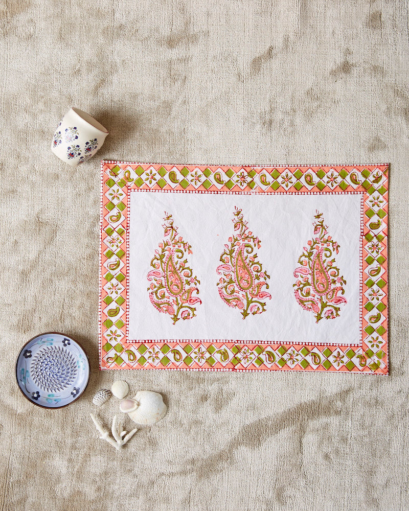 Handblock Printed Table Mat & Napkins (Set of 6)
