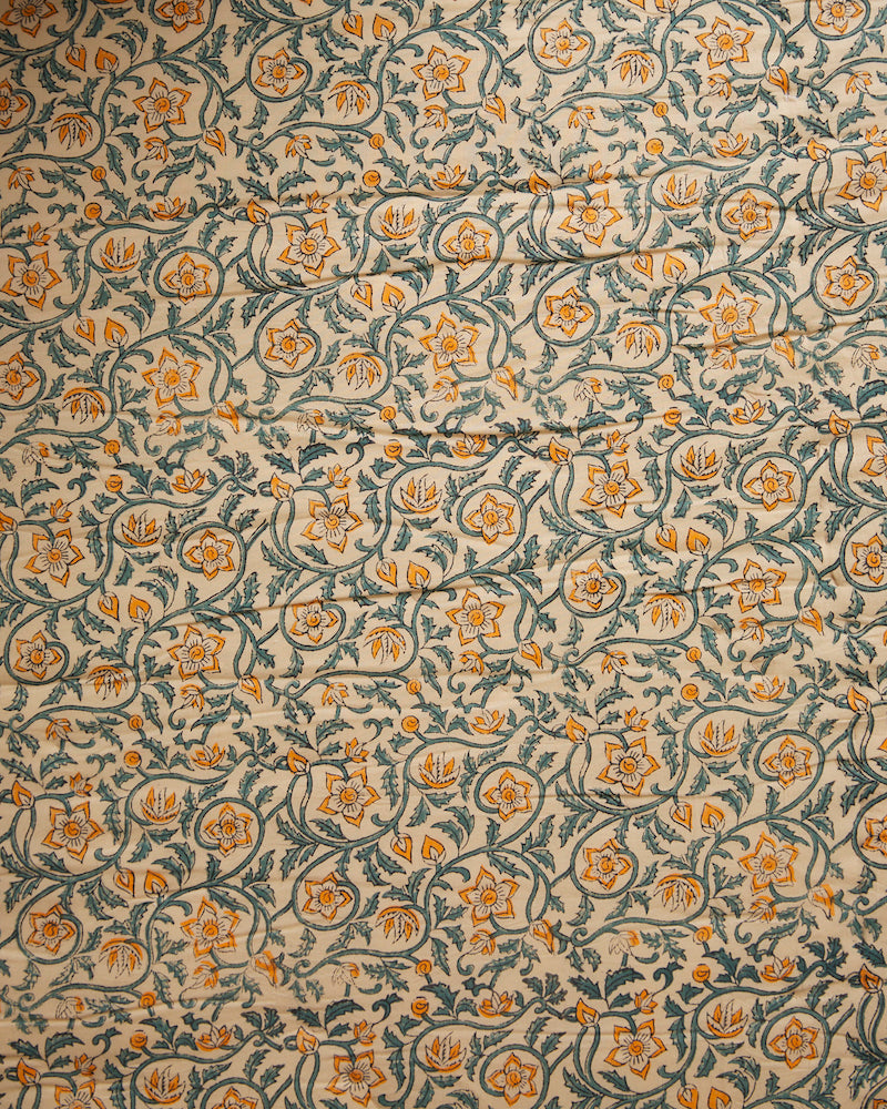 Coffee Color Handblock Mul Cotton Quilt