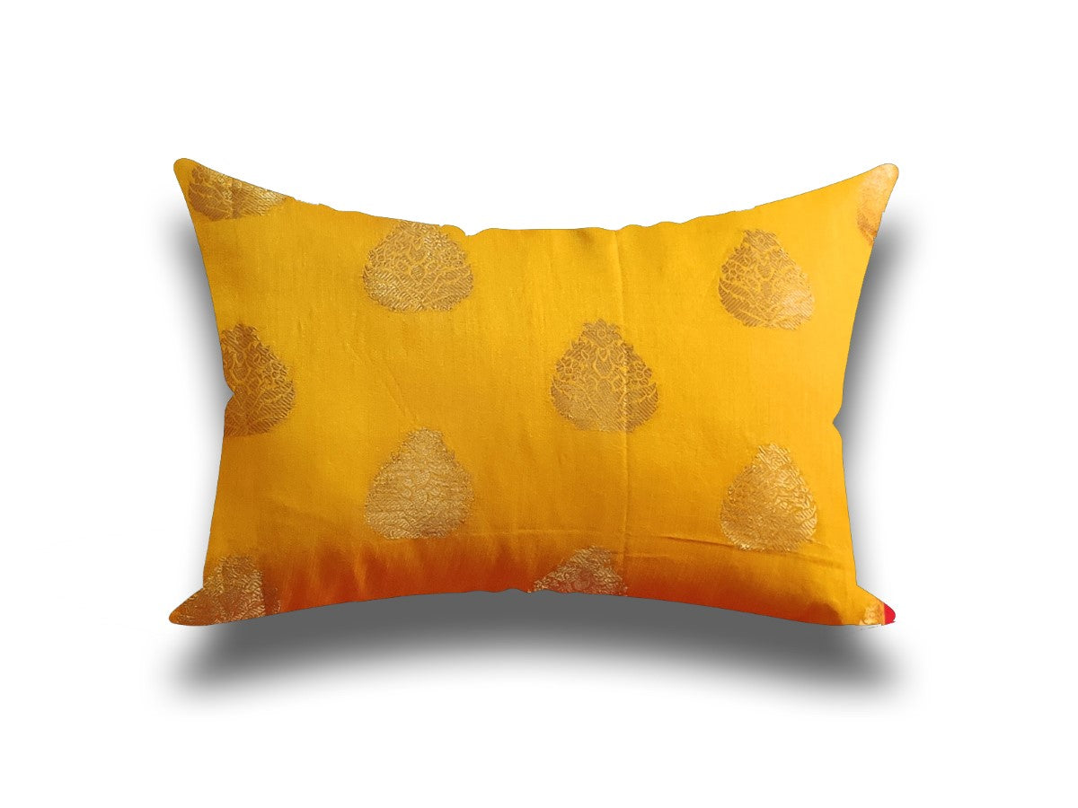 Geometric Patterned Lemon Yellow Cushion Cover