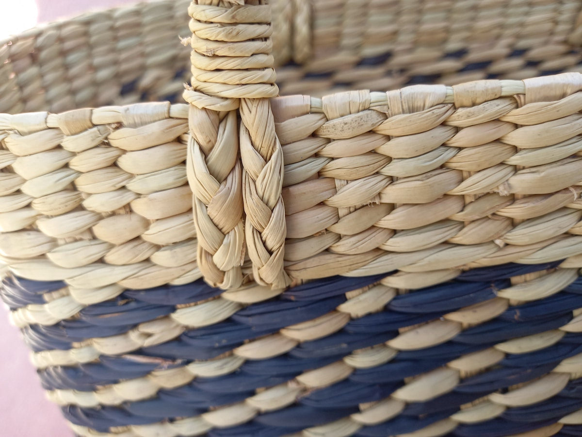 Large Oval Kauna Basket with Colored Weaves