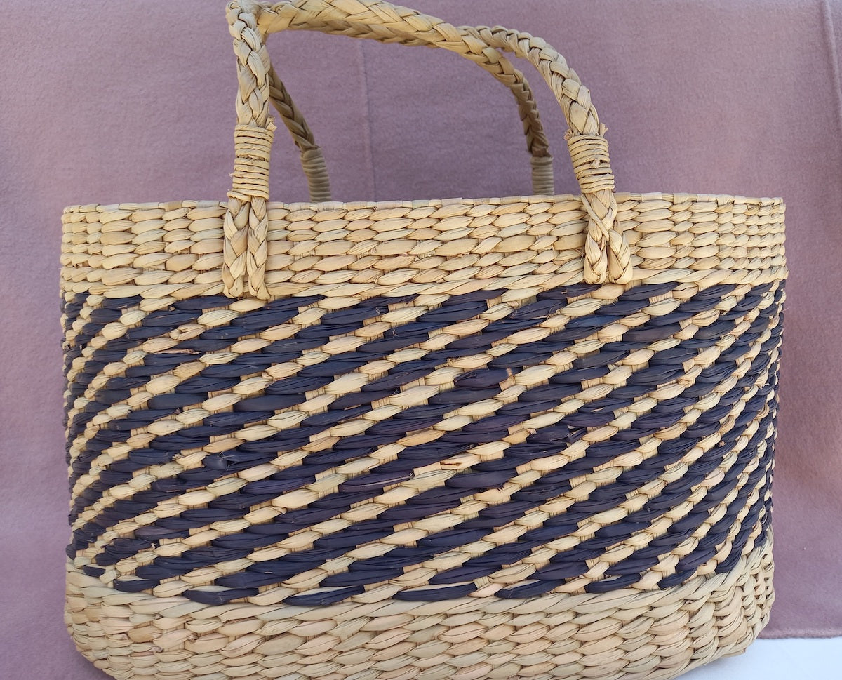 Large Oval Kauna Basket with Colored Weaves