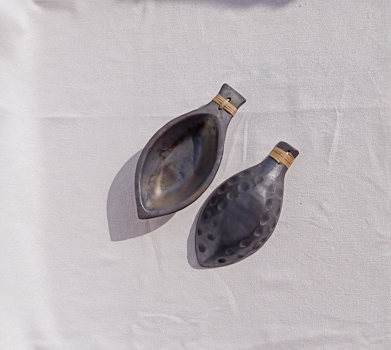 Matsya Longpi Black Pottery Serving Bowls (Set of 2)