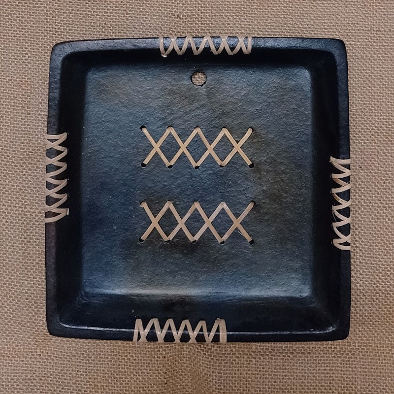 Longpi Black Pottery Square Wall Plate