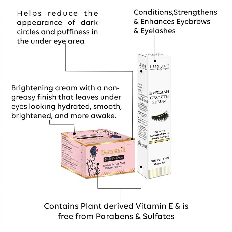 Dark Circles Under Eye Cream || Eyebrows & Eyelash Growth Serum Combo-30 ml