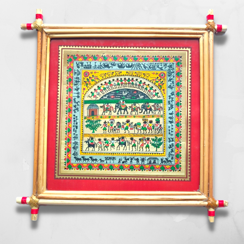 Hand Printed Saura Tribal Lifestyle Painting Frame