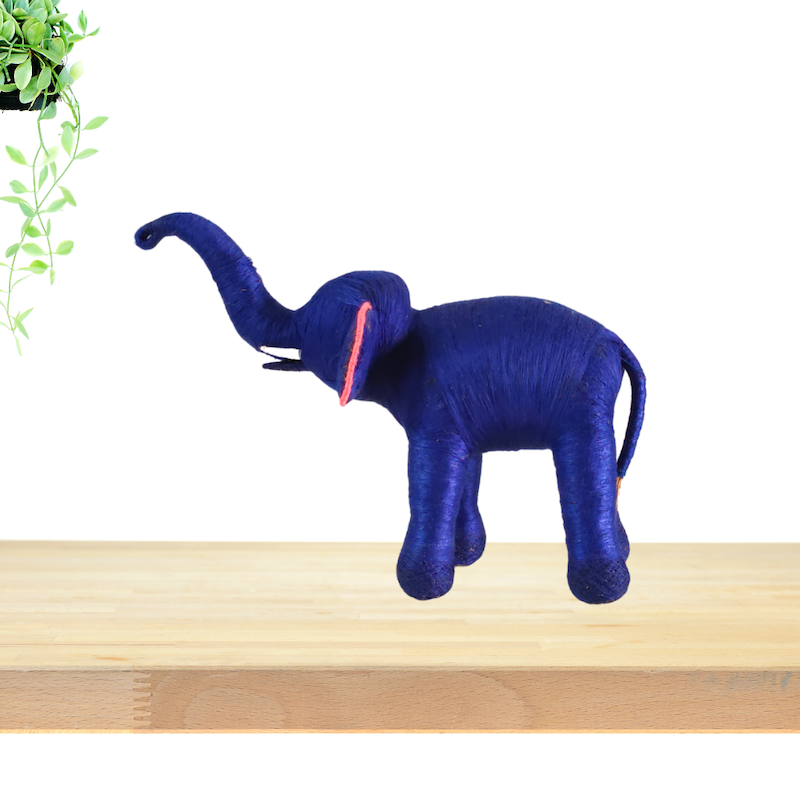 HandCrafted Coconut Fiber Royal Blue Elephant