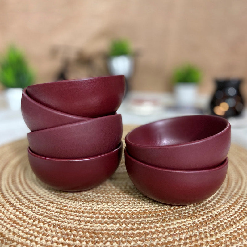 Matte Eurasian Ceramic Katori Bowls (Set of 6)